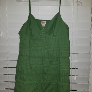 Green spaghetti strap linen tank top xl